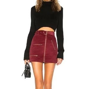 House of Harlow x Revolve Burgandy & Gold Skirt w/ Belt CORDUROY